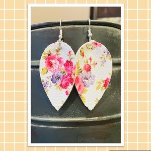 2 pairs of handmade floral faux leather earrings